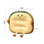 SOGA 2X Smiley Face Toast Bread Cushion Stuffed Car Seat Plush Cartoon Back Support Pillow Home Decor