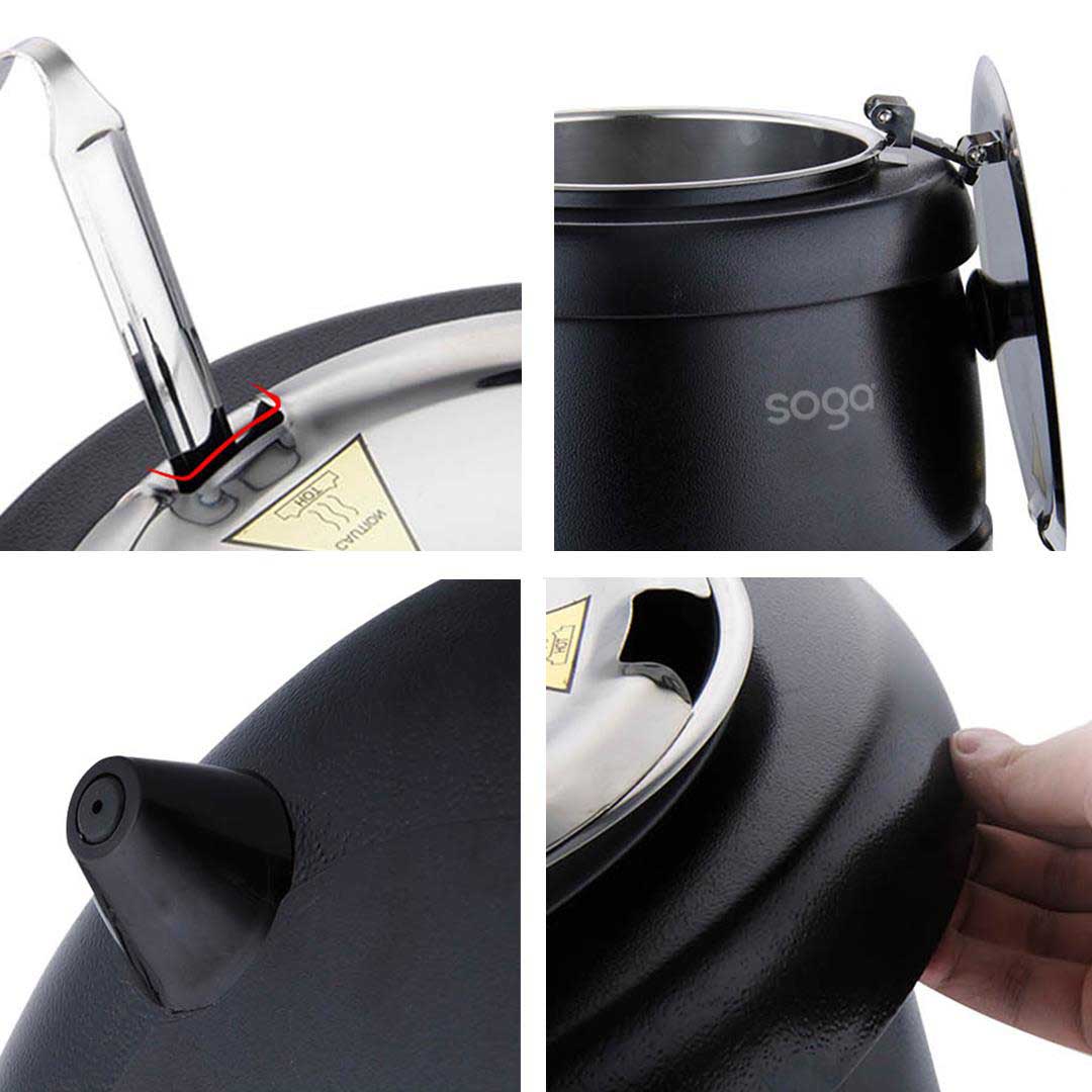 SOGA 2X 10L Soup Kettle Commercial Soup Pot Electric Soup Maker Black