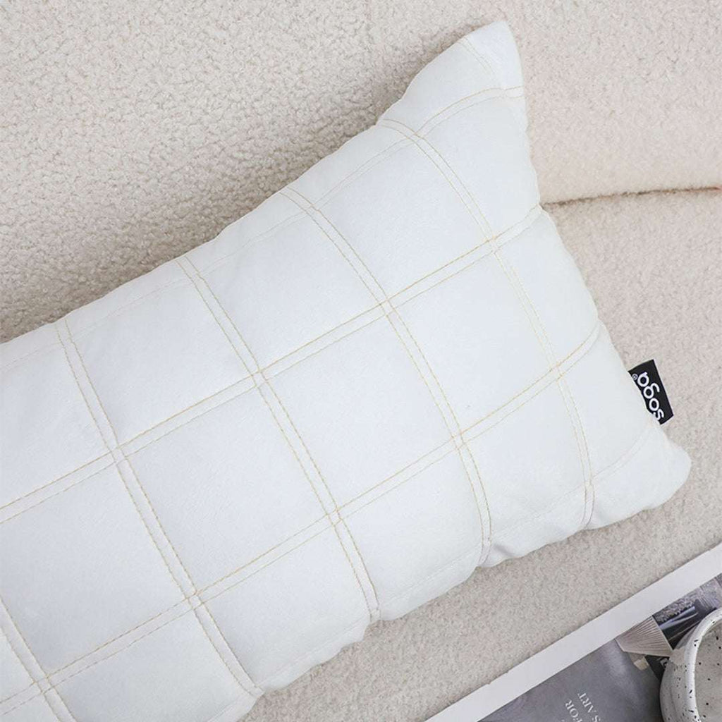 SOGA 30cm White Quilted Grid Pattern Decorative Throw Pillow $ 61