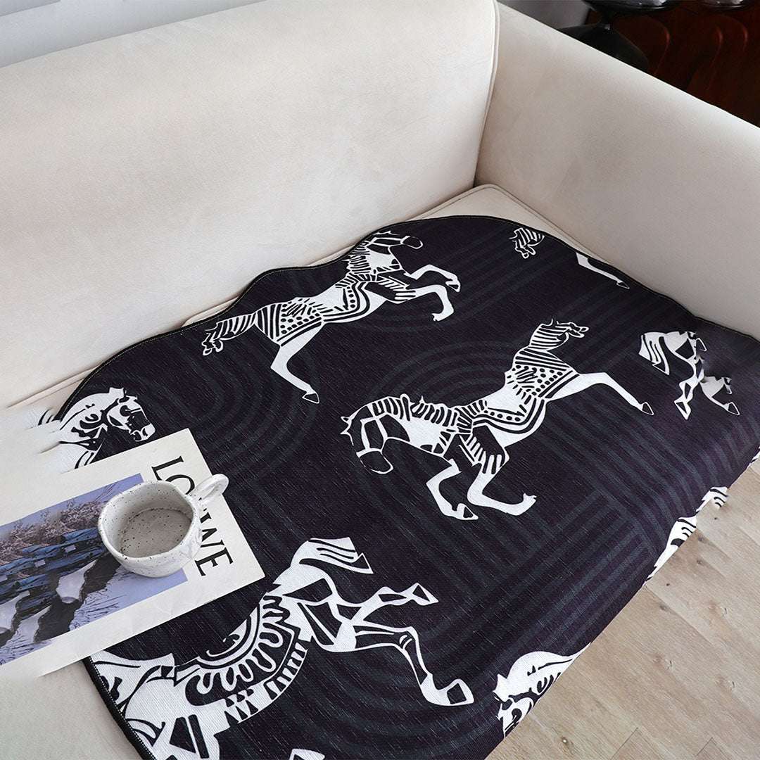 SOGA One-Seater Black Horse Print 90x90cm Throw Blanket Sofa Cover $ 91