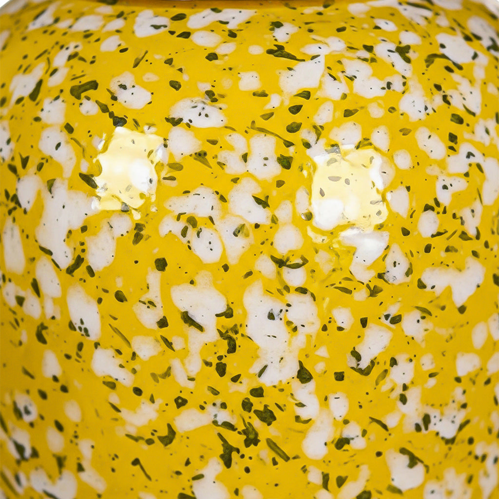 SOGA 30x19cm Yellow with White Mini Floral Medium Ceramic Flower Vase Elegant Living Room Home Decor