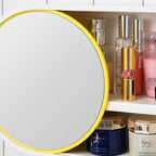 SOGA 2X 39cm Oval Wall-Mounted Mirror Storage Box Vanity Mirror Rack Bathroom Adhesive Shelf Home Organiser Deco