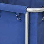 SOGA Stainless Steel Commercial Square Soiled Linen Laundry Trolley Cart with Wheels Blue