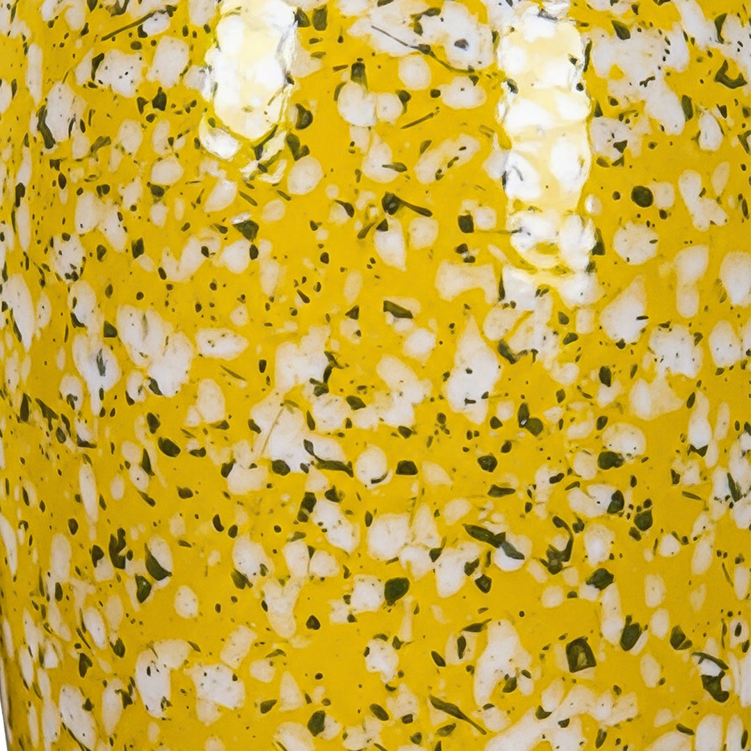 SOGA 35x17cm Yellow with White Mini Floral Large Ceramic Flower Vase Elegant Living Room Home Decor