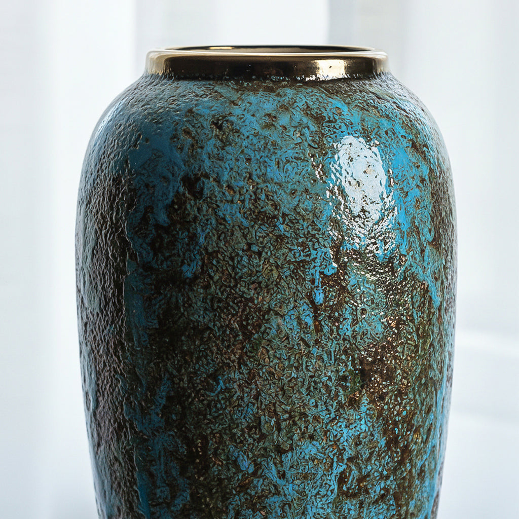 SOGA 35x17cm Light Blue Large Ceramic Flower Vase Elegant Living Room Home Decor