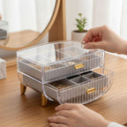 SOGA 2 Tier Transparent Multifunctional Countertop Cosmetic Storage Makeup Skincare Holder Jewelry Cabinet Bathroom Desk Drawer Vanity Organiser