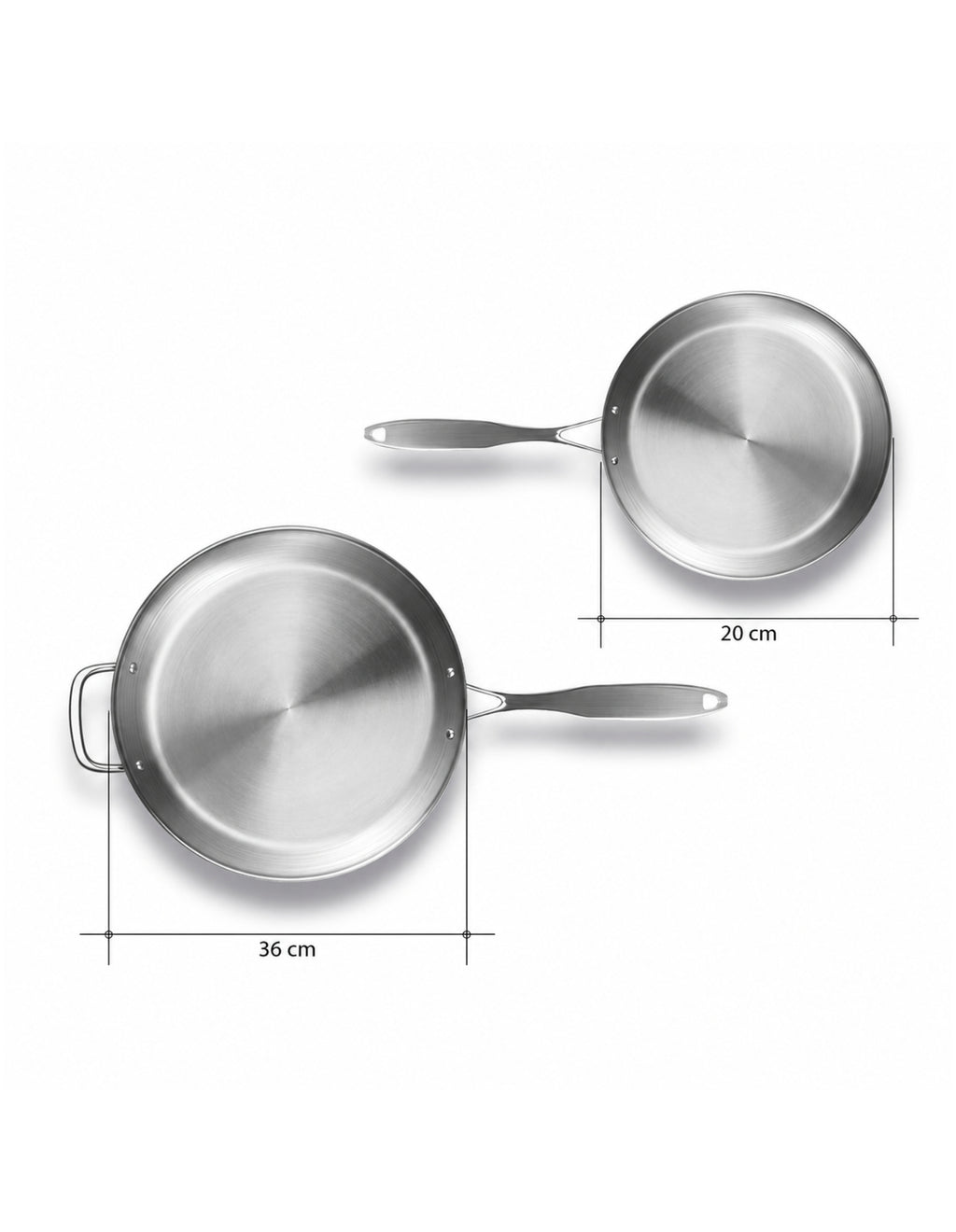 SOGA Stainless Steel Induction Fry Pan Set 20cm & 36cm