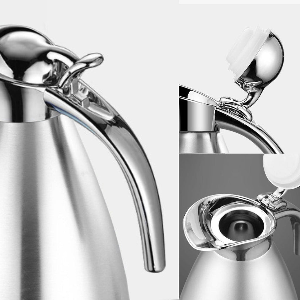 SOGA 1.5L Silver Color 3-Layer Inner Stainless Steel, Vacuum Insulated and Outer Stainless Steel Thermal Flask