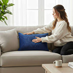 SOGA 2X 30cm Blue Textured Geometric Pattern Decorative Throw Pillow $ 119