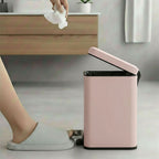 SOGA Foot Pedal Stainless Steel Rubbish Recycling Garbage Waste Trash Bin Square 12L Pink