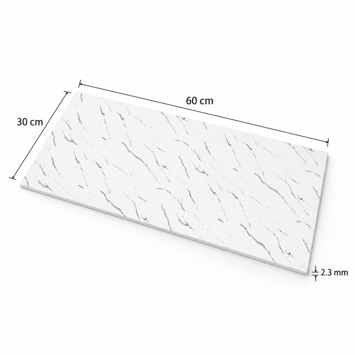SOGA Peel & Stick Floor and Wall Tiles 30 x 60cm 10 Pack White Faux Marble