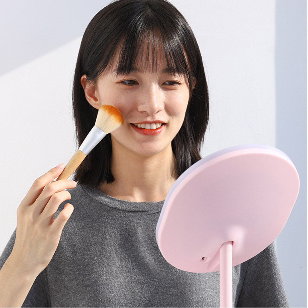 SOGA 20cm Pink Rechargeable LED Light Makeup Mirror Tabletop Vanity Home Decor