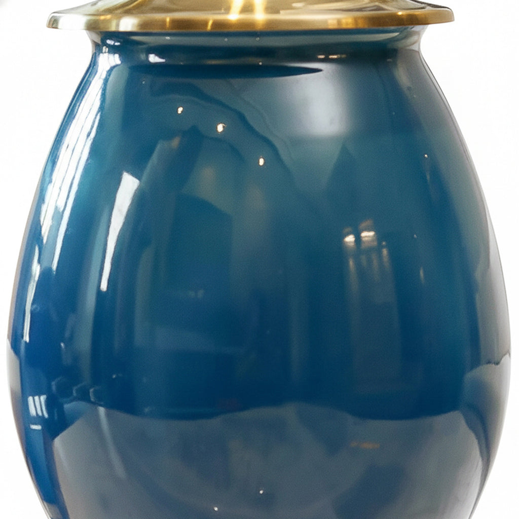 SOGA 2x 40cm Ceramic Oval Flower Vase with Gold Metal Base Dark Blue