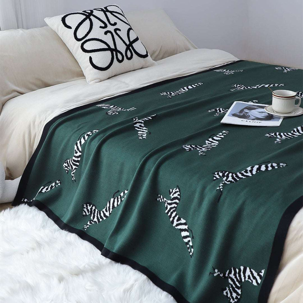 SOGA 2X Forest Green Zebra Print Throw Blanket 130x180cm Acrylic $ 189