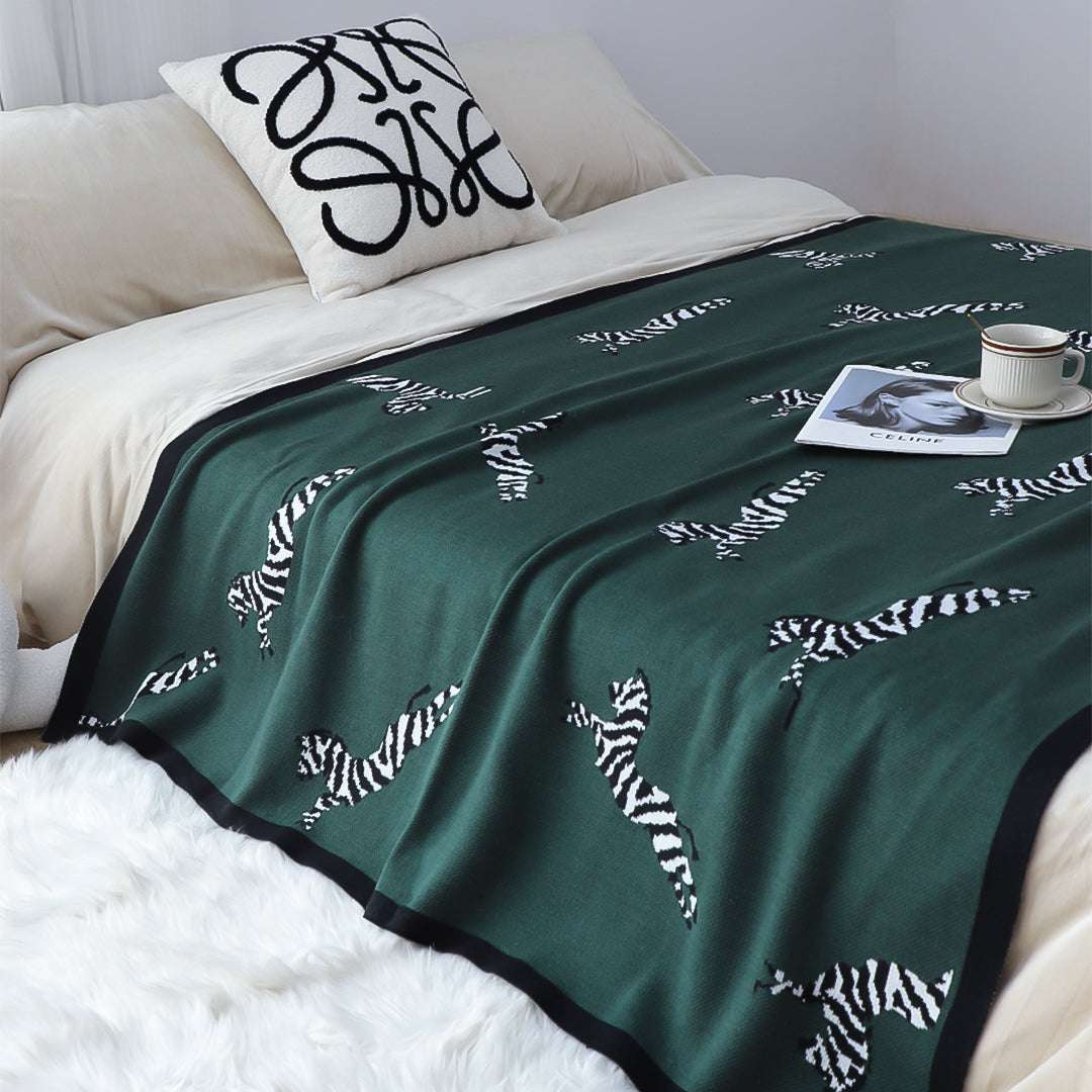 SOGA 2X Forest Green Zebra Print Throw Blanket 130x180cm Acrylic $ 189