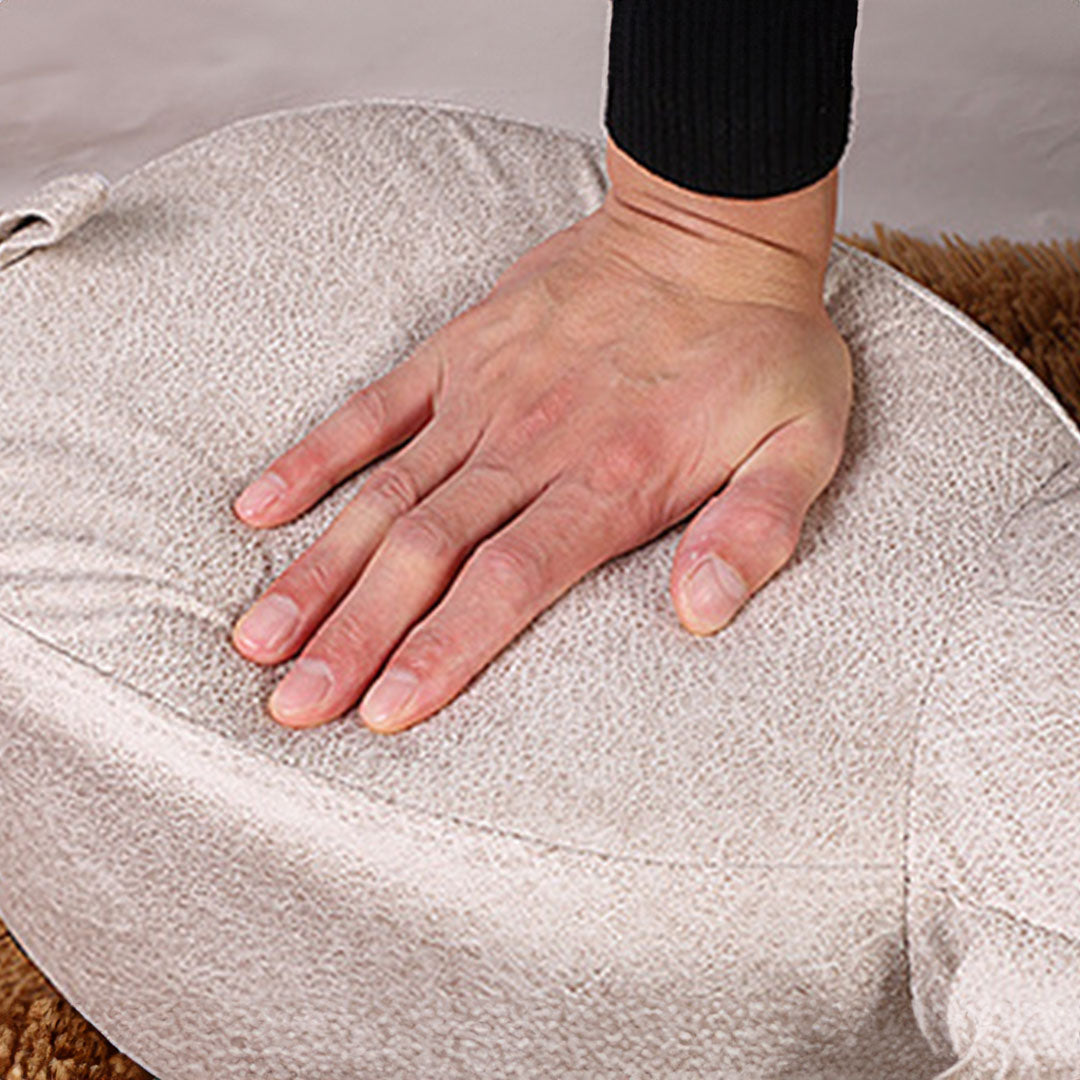 SOGA Beige Gray Children Bench Elephant Character Round Ottoman Stool Soft Small Comfy Seat Home Decor