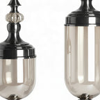 SOGA 2 x Clear Glass Flower Vase with Lid and Transparent Filler Vase Black Set