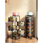 SOGA 2X 5 Tier Steel Round Rotating Kitchen Cart Multi-Functional Shelves Storage Organizer with Wheels