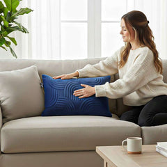 SOGA 30cm Blue Textured Geometric Pattern Decorative Throw Pillow $ 61