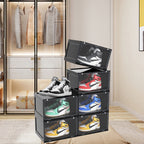SOGA 2X 2 Tier Transparent Portable Shoe Organiser Sneaker Footwear Folding Plastic Bin Stackable Storage Box with Magnetic Door