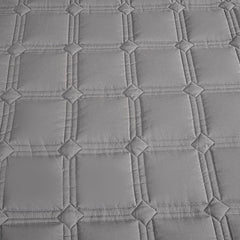 SOGA 2X Grey 153cm Wide Mattress Cover Thick Quilted Stretchable Bed Spread Sheet Protector with Pillow Covers