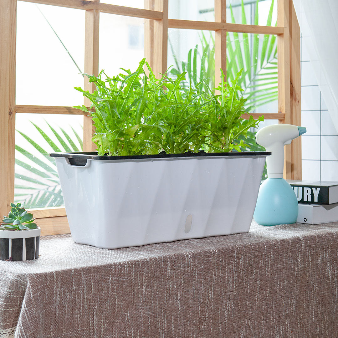 SOGA 2X Large White Rectangular Flowerpot Vegetable Herb Flower Outdoor Plastic Box Garden Decor