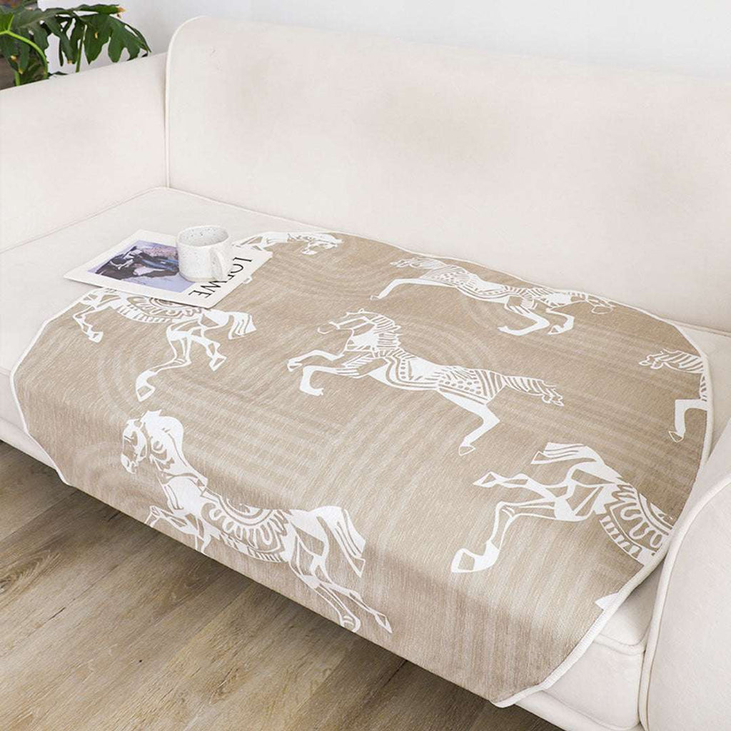 SOGA One-Seater Beige Horse Print 90x90cm Throw Blanket Sofa Cover $ 91