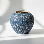 SOGA 21x22cm Blue Small Ceramic Flower Vase Elegant Living Room Home Decor