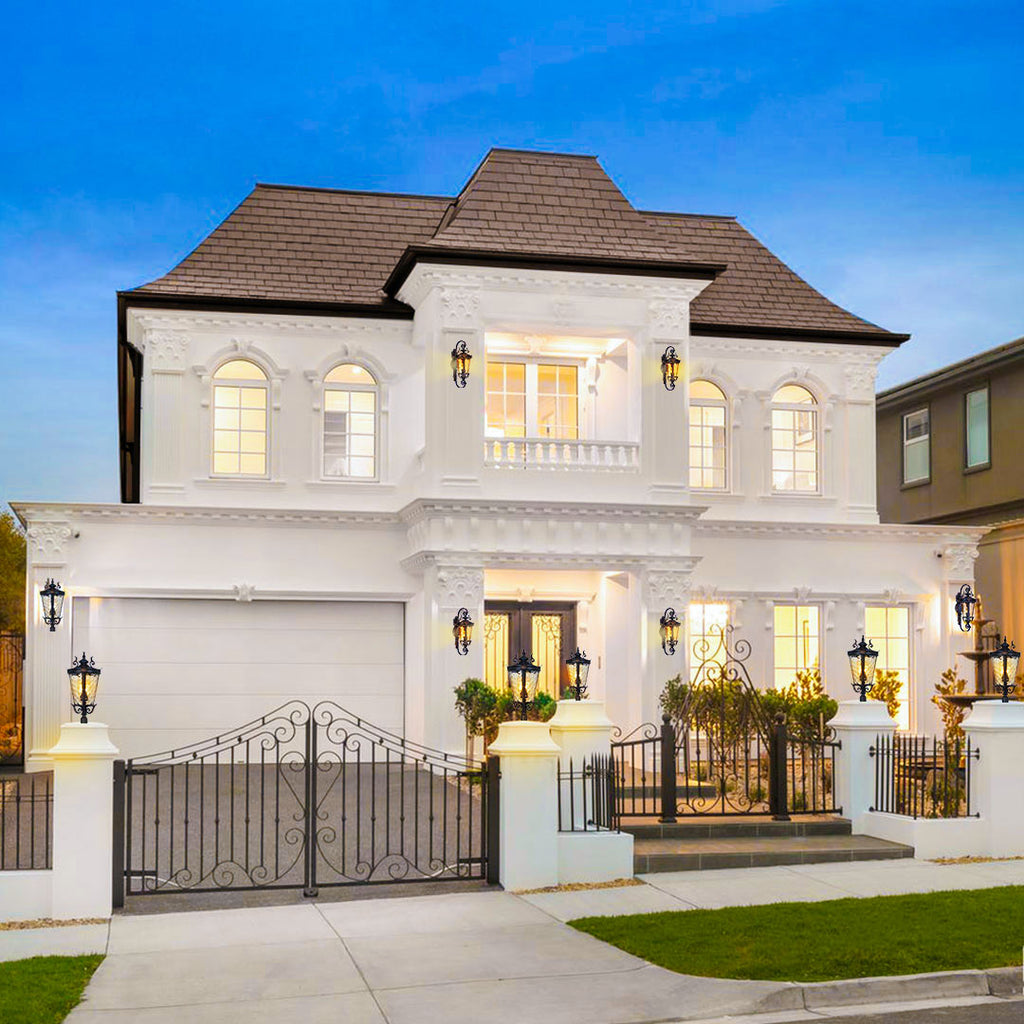 Vintage Lantern 2X 70cm Aluminum & Glass Wall Light Classic Lantern Design Elegant Outdoor Antique Inspired Wall Lamp