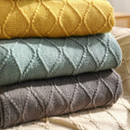 SOGA Mustard Textured Knitted Throw Blanket Warm Cozy Woven Cover Couch Bed Sofa Home Decor with Tassels