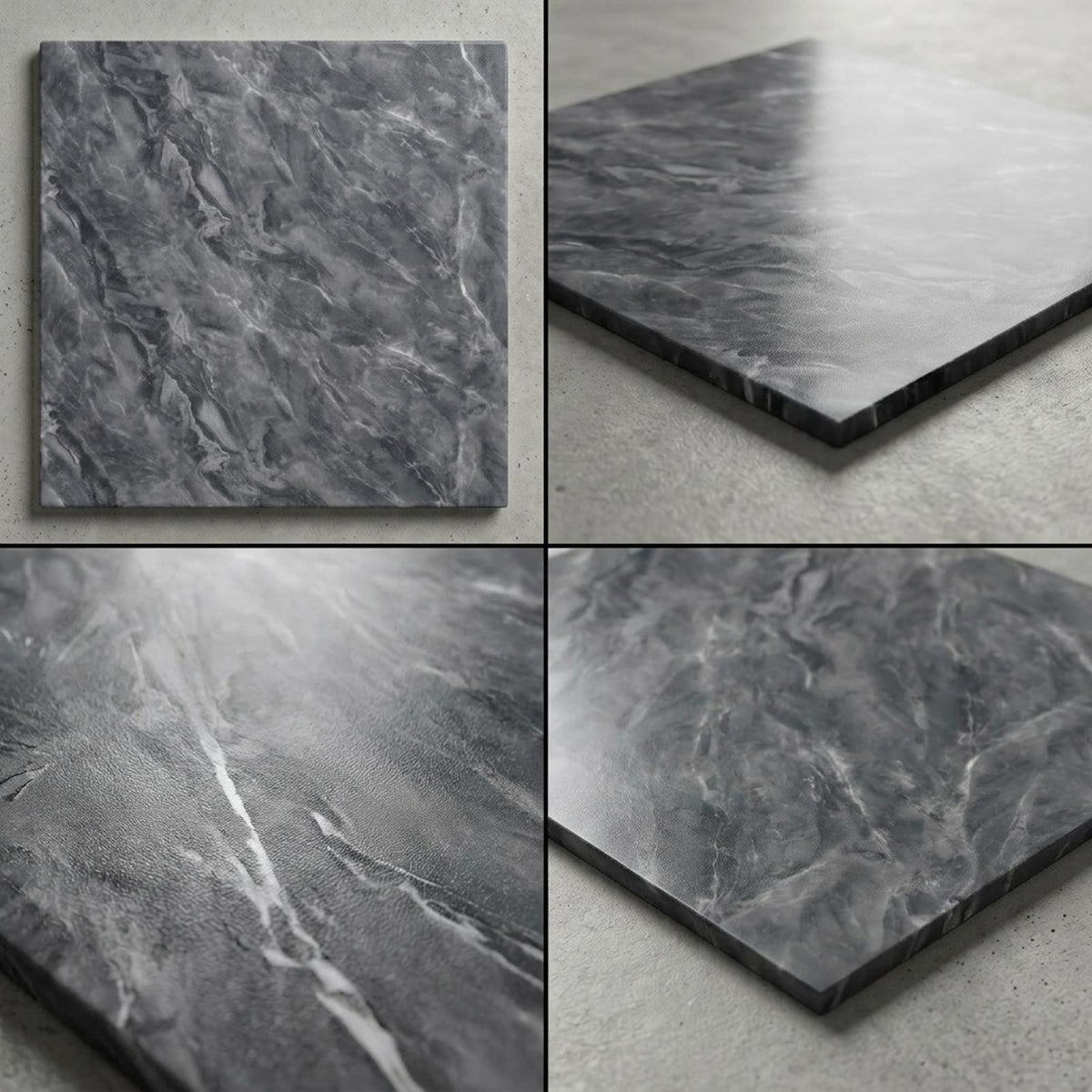 SOGA Peel & Stick Floor and Wall Tiles 30 x 30cm 10 Pack Grey Faux Marble