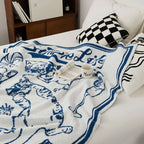 SOGA 2X Off-White Cat Print Throw Blanket 130x160cm Polyester $ 280