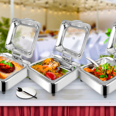 SOGA 2X Stainless Steel Square Chafing Dish Tray Buffet Cater Food Warmer Chafer with Top Lid
