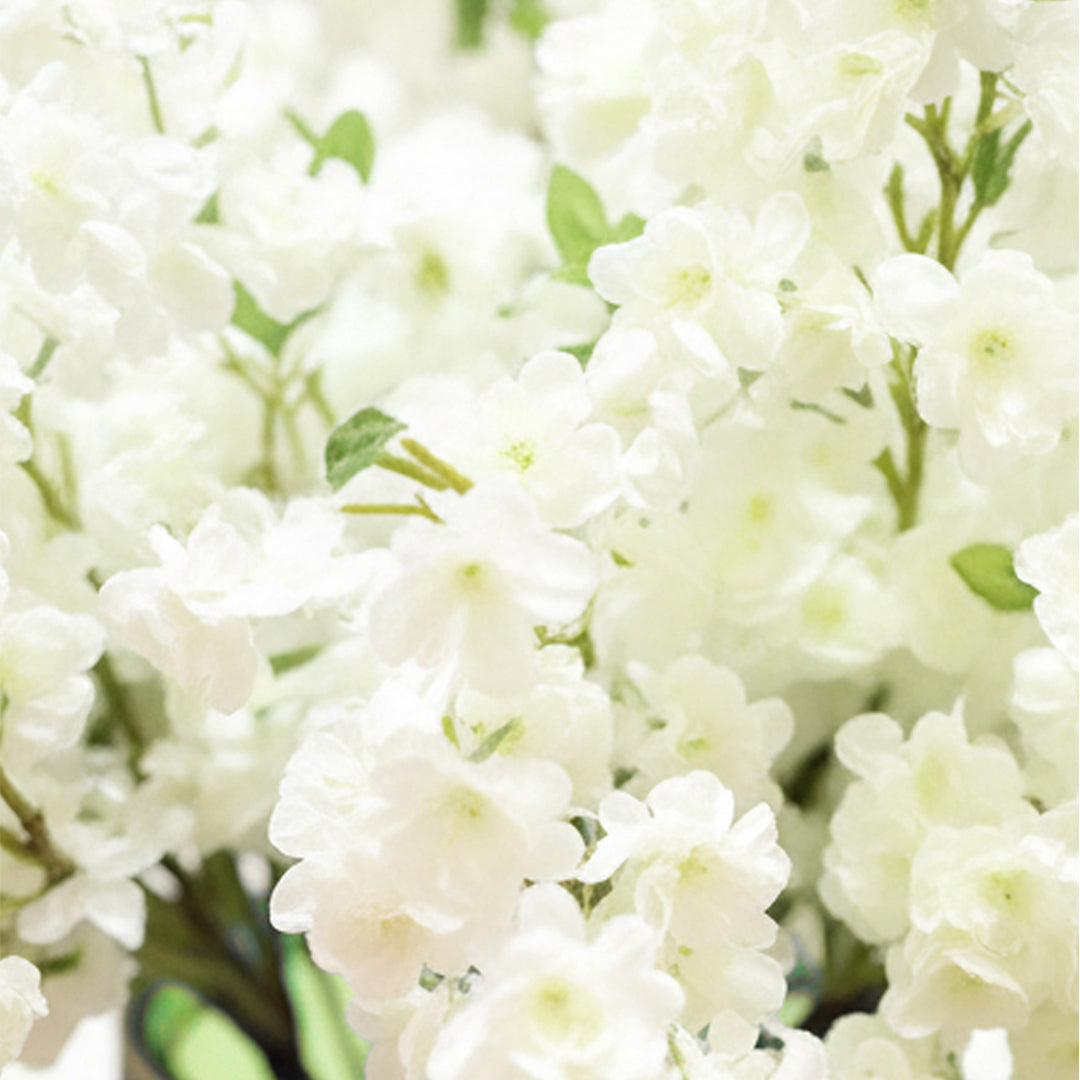 SOGA 67cm Green Glass Tall Floor Vase with 10pcs White Artificial Fake Flower Set
