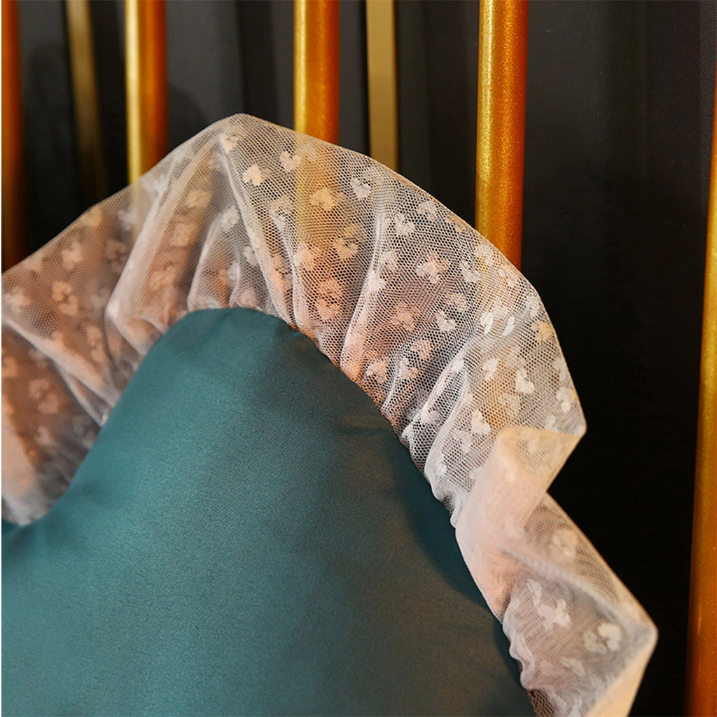 SOGA 2X 150cm Blue-Green Princess Bed Pillow Headboard Backrest Bedside Tatami Sofa Cushion with Ruffle Lace Home Decor