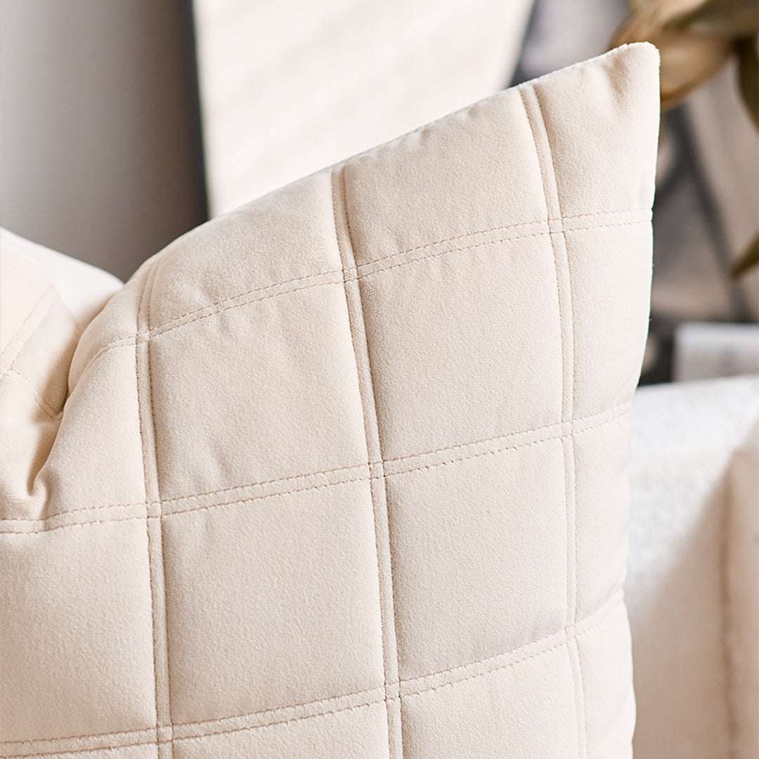 SOGA 2X 50cm Beige Quilted Grid Pattern Decorative Throw Pillow $ 119