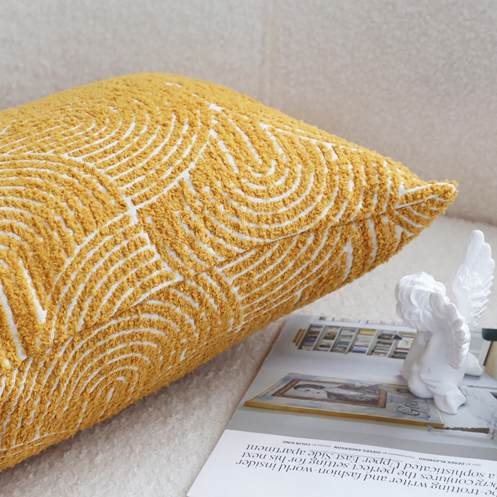 SOGA 2X 35cm Mustard Yellow Throw Pillow Geometric Indoor and Outdoor Corded for Home Decor