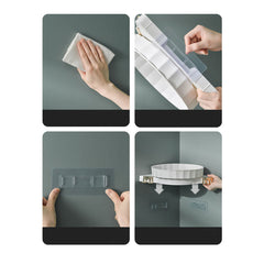 SOGA 2X Green 360 Degree Wall-Mounted Rotating Bathroom Organiser Corner Vanity Rack Toilet Adhesive Storage Shelf