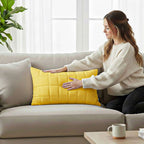 SOGA 30cm Yellow Quilted Grid Pattern Decorative Throw Pillow $ 61