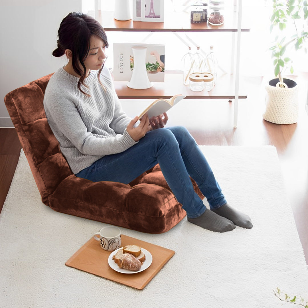 SOGA Floor Recliner Folding Lounge Sofa Futon Couch Folding Chair Cushion Coffee x2