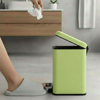 SOGA 4X Foot Pedal Stainless Steel Rubbish Recycling Garbage Waste Trash Bin Square 6L Green