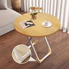 SOGA 2X 80cm Wood Color Round Table with White Legs Modern Design for Home Decor