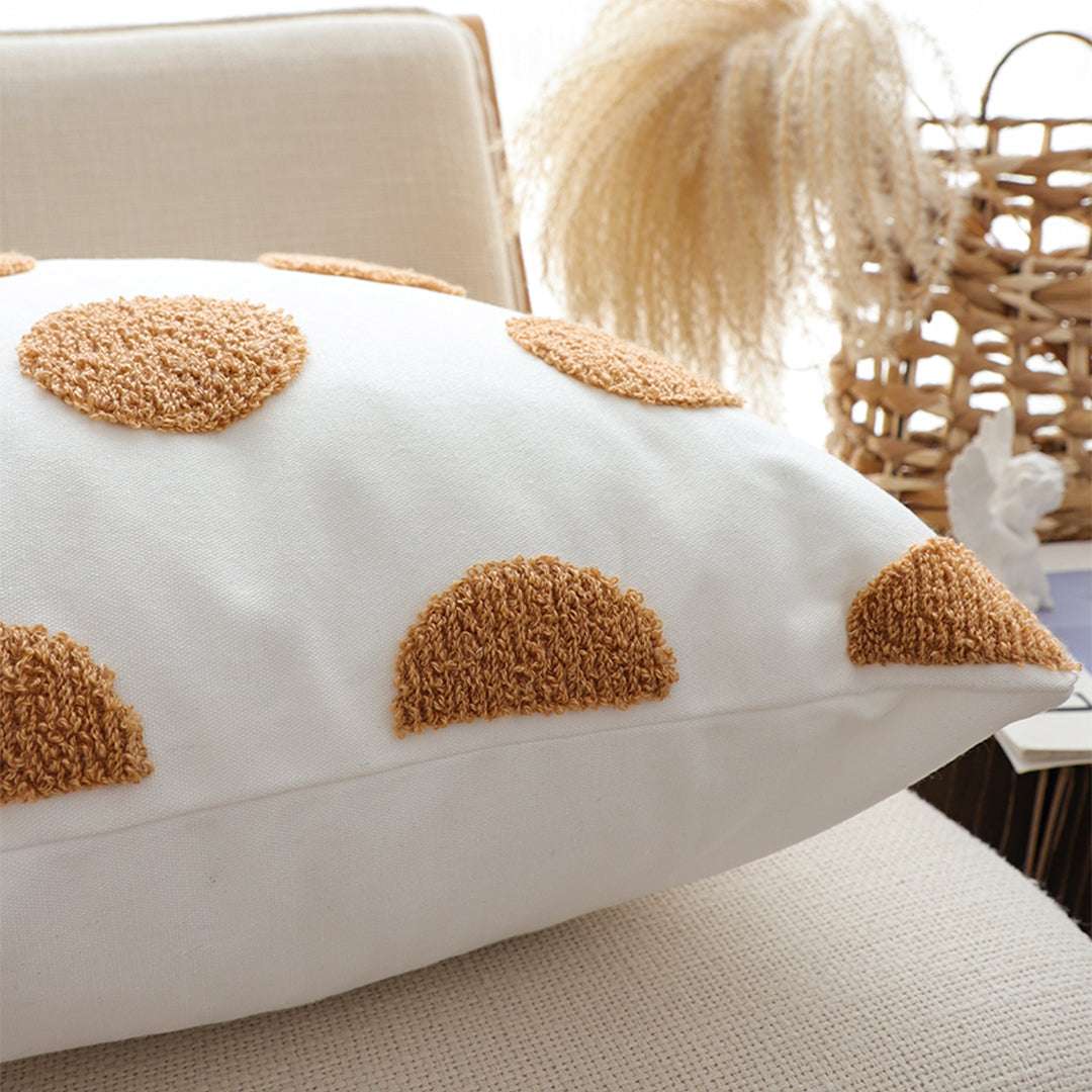 SOGA 2X Tufted Cushion 45cm White Brown Polka Dot Circle Pattern Decorative Throw Pillow $ 129
