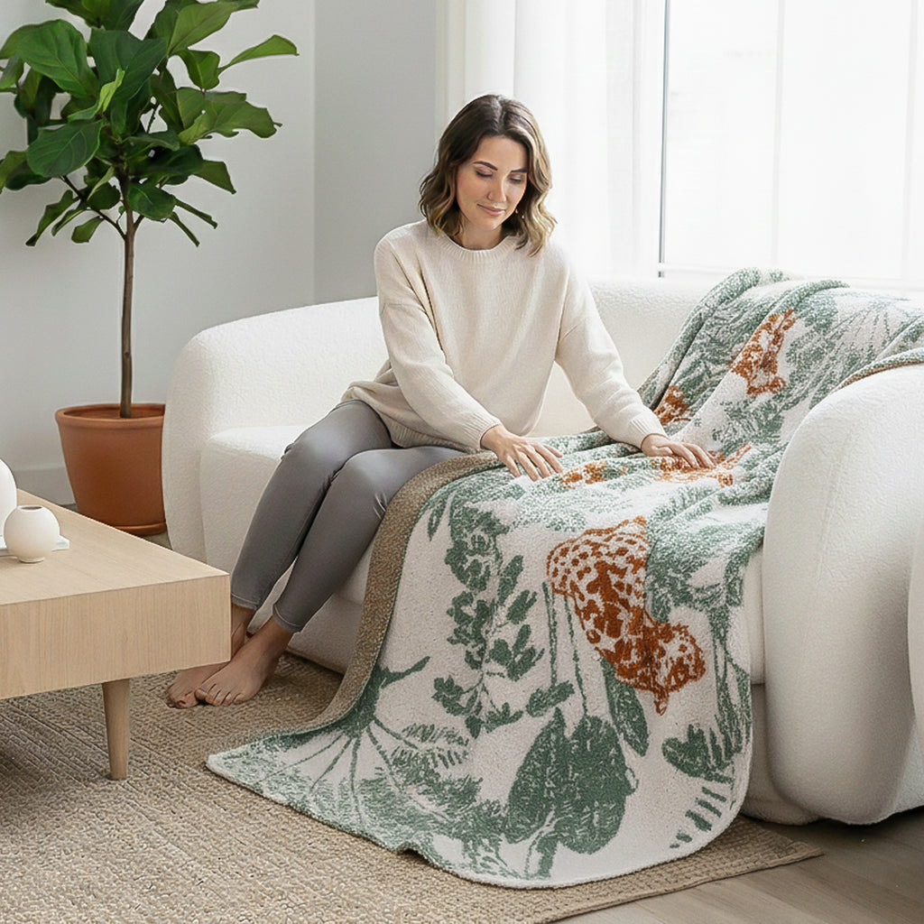SOGA Tropical Leaf Print Throw Blanket 130x180cm Soft Polyester