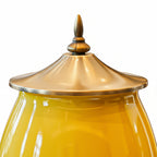 SOGA 40cm Ceramic Oval Flower Vase with Gold Metal Base Yellow