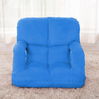 SOGA 2X Foldable Lounge Cushion Adjustable Floor Lazy Recliner Chair with Armrest Blue