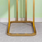 SOGA 2X 30x50cm White Stone-Patterned Sofa Side Square Mini Table w/ Gold Metal Legs