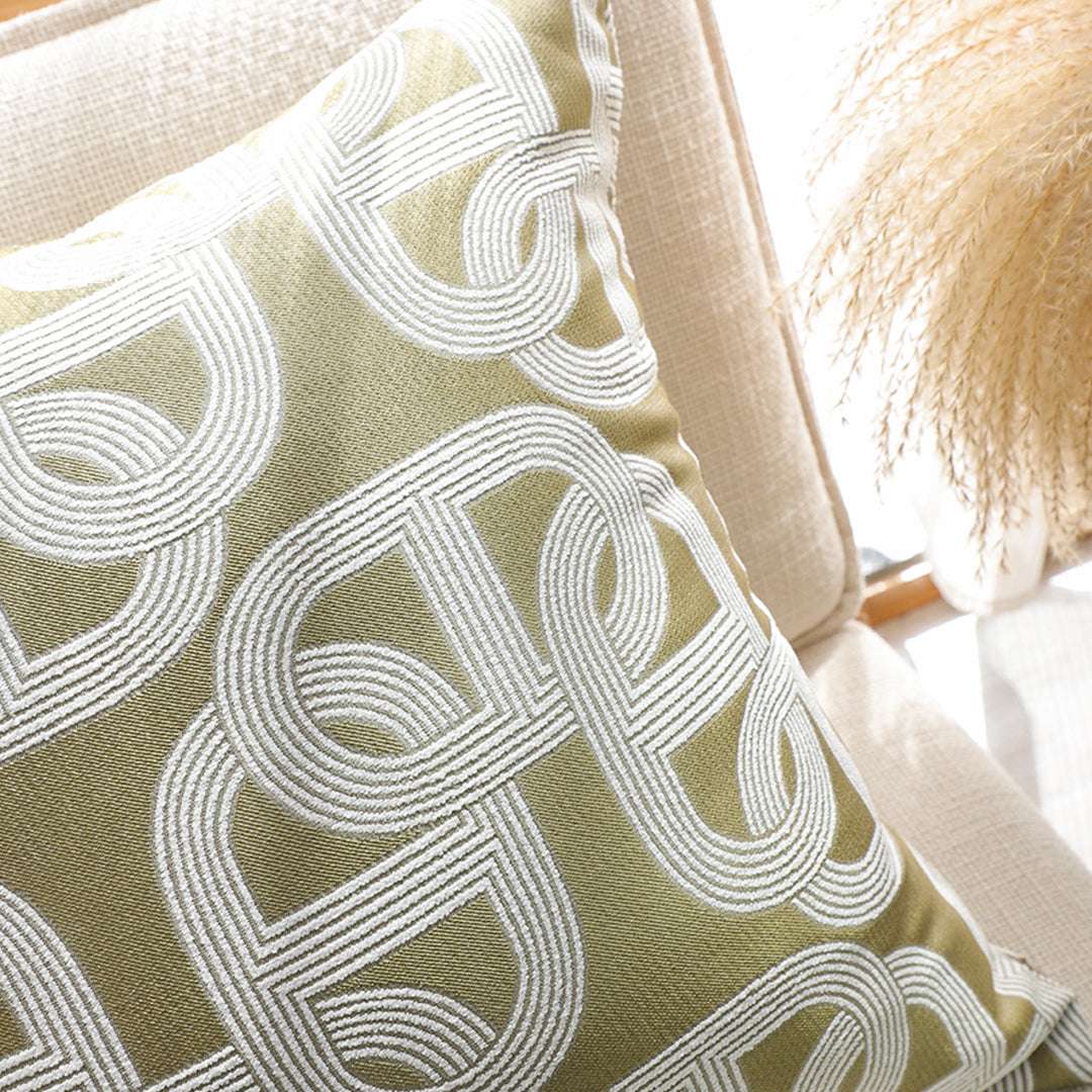 SOGA 2X 50cm Artistic Olive Green White Geometric Pattern Throw Pillow $ 142