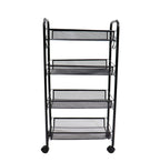 SOGA 4 Tier Steel Black Bee Mesh Kitchen Cart Multi-Functional Shelves Storage Organizer with Wheels