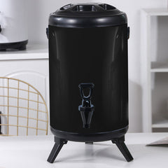 SOGA 4X 14L Stainless Steel Insulated Milk Tea Barrel Hot and Cold Beverage Dispenser Container with Faucet Black
